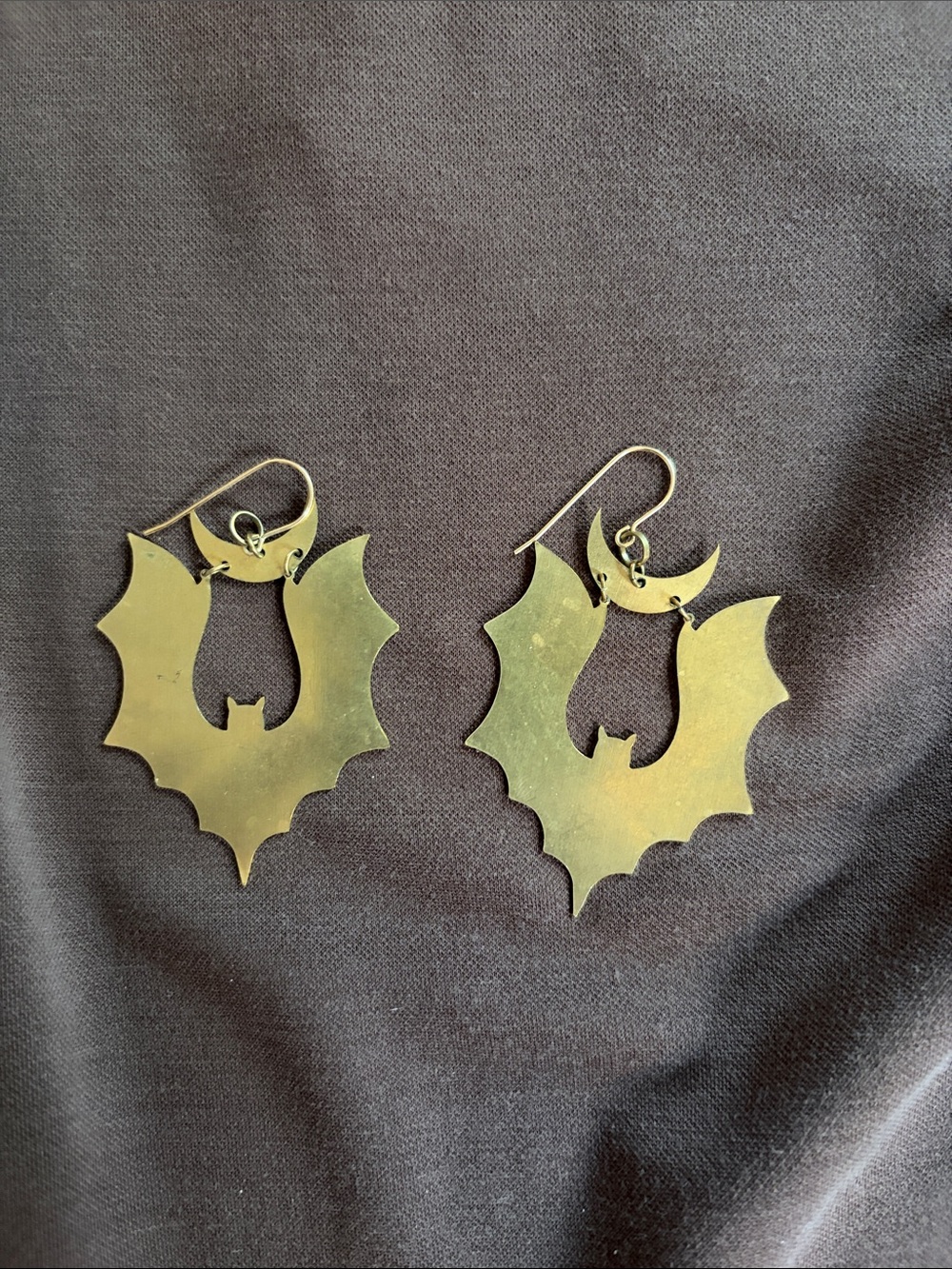 While Odin Sleeps bat and moon earrings